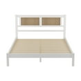 thumbnail image 4 of 3-Pieces Bedroom Sets, Queen Size Wooden Platform Bed Frame with Natural Rattan Headboard and Slats, Nightstands Set of 2 with Rattan-Woven Surfaces and Three Drawers, for Bedroom, White, 4 of 9