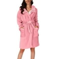 thumbnail image 1 of WZXFASHION Pyjama à Capuche pour Femmes Automne/hiver Peignoir Thermique en Peluche Robe de Nuit WomenRobes Rose P, 1 of 6