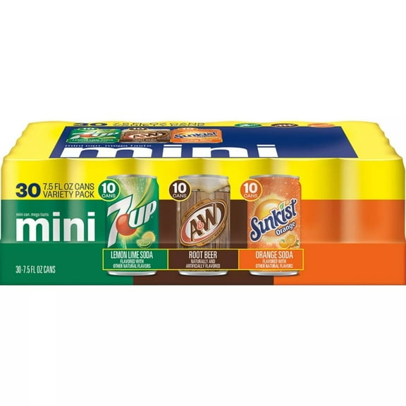 7UP AandW and Sunkist Variety Pack 7.5 Fluid Ounce (Pack of 30)