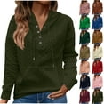 thumbnail image 5 of qucoqpe Womens Oversized Sweatshirts Hoodies Snap Button V Neck Drawstring Hooded Tops with Pocket Casual Pullover Tunics Fall Winter Outfits 2025, 5 of 5