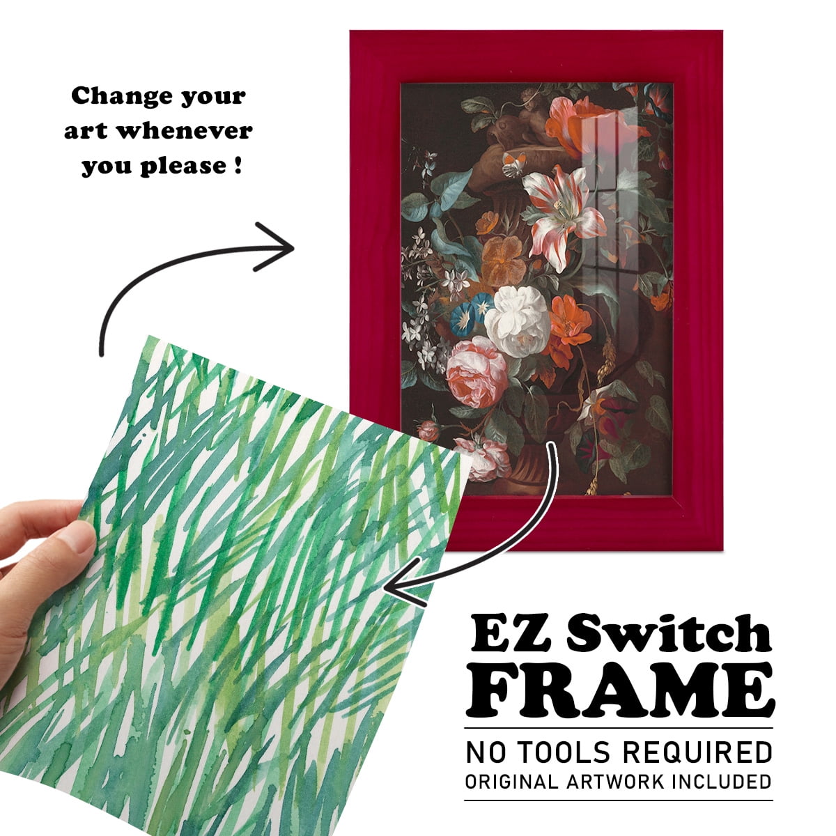 Just Grass I - Framed Print w/glass - Cherry Red