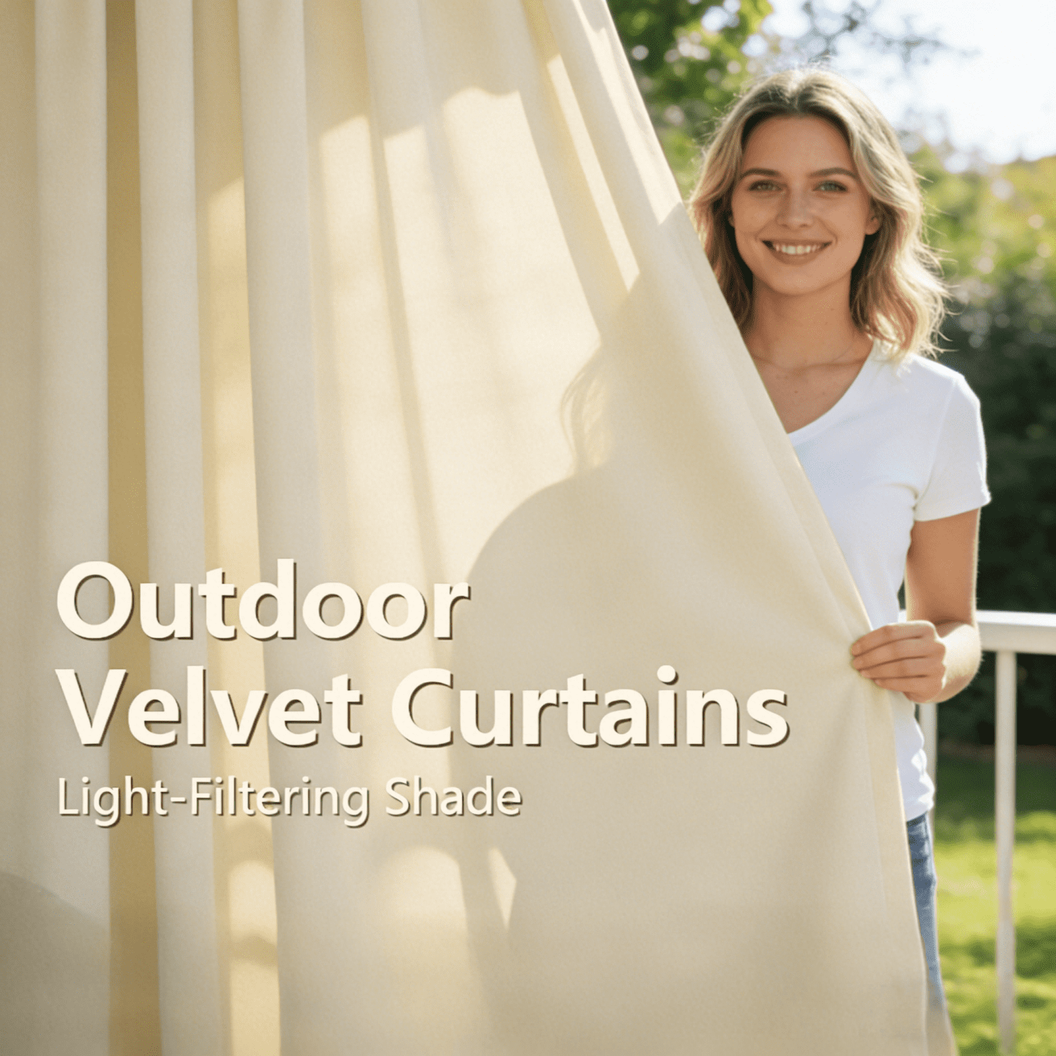 SNITIE Velvet Outdoor Curtains 52x84/96/108 Inch Set of 4 - Grommet Top, UV & Water Resistant, Fade-Resistant, Machine Washable for Gazebo Patio Porch