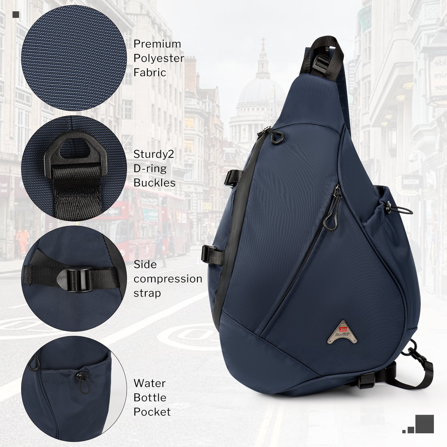 Large Crossbody Sling Bag for Men Waterproof Shoulder Bag One Strap Sling Backpack for Travel,Work,Hiking,Cycling,Daily,602-Navy