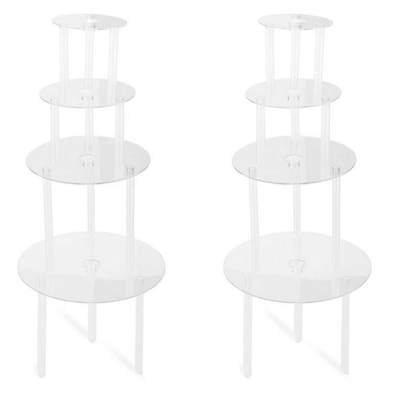 2 set Cake Stand Cake Plate 4 Reusable Cake Supports with 12 Plastic Dowel Rods Cake Supports