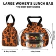 thumbnail image 5 of Orange and Brown Of Leopard Print Drawstring Lunch Bag Women - Drawstring Lunch Bag Insulated for Work Office - Stain-Resistant Large Lunchbags for Women with Multi-Pockets, 5 of 6