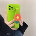 thumbnail image 3 of Green Phone Case with Cute 3D Orange Flower Wristband Stand, Camera Lens Protection, Shockproof Soft Case for iPhone 11, 3 of 9