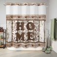 thumbnail image 6 of No Hook Shower Curtain, Retro Farmhouse Shower Curtains for Bathroom with See Through Top Window, Country Star Berries Text Wooden Grain Waterproof & Washable Bath Curtain Standard 72"x72", 6 of 9