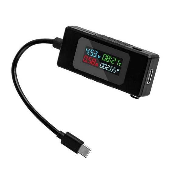 CY Type-C Voltage Current Power Capacity, Working Time Ammeter Voltmeter USB Cable Charger Detector USB-C Tester 4-30V 0-6.5A Digital Multimeter