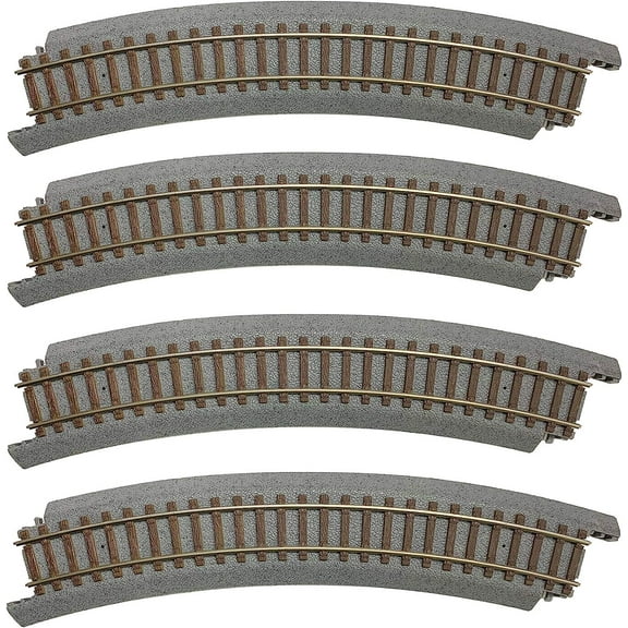 Walthers Trainline HO Scale Power-Loc Track/Gray Roadbed 18in Radius Curve 4-Pack
