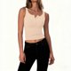 thumbnail image 1 of TaTaai Women's Buttoned Ribbed Tank - Solid Color, Crew Neck, Essential for Casual Wardrobe Gift, 1 of 6