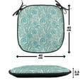 thumbnail image 4 of Teal Chair Seating Cushion Set of 12, Classical Lace Style Pattern with Romantic Feminine Elements Inspired Art Print, Seat Pads for Office with Anti-slip Backing, 16"x16", Teal Beige, by Ambesonne, 4 of 6