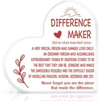 Difference Maker Gifts For Women, Thank You Gifts for Leader Boss Staff Employee, Best Mom Coach Manager Coworker Teacher, Christmas, Birthday Gifts Acrylic Heart Decor Table Signs