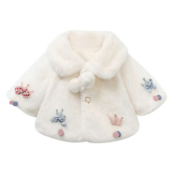 Toddler Girls Winter Coats Thickened Solid Color Plush Cute Bow keep Warm Lapel Cloak Outerwear Kids Infant Jackets (12-18 Months, Khaki)
