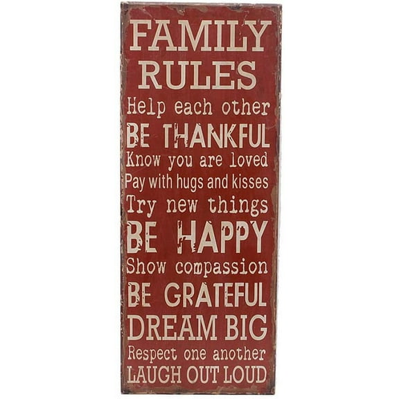 Family Rules Wall Plaque with Sayings Rustic Wood Wall Decor Sign Wood Plaque Wall Art 30 x 12 x 0.25inch (Family Rules)