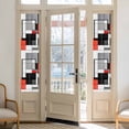 thumbnail image 2 of Black Red Geometric Window Privacy Film, Red White Abstract Art Modern Static Cling UV Sun Blocking Heat Control Window Tint Day and Night, Non-Adhesive One Way Windows Privacy Cover 17.7''x78.7'', 2 of 7