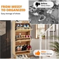 thumbnail image 3 of Ourlova Shoe Cabinet Hidden Shoe Storage with 3 Flip Rattan FlipDrawer and AntiTip Design Shoe Cabinet 1820 Pairs Storage Organizer MDF Frame, 3 of 7