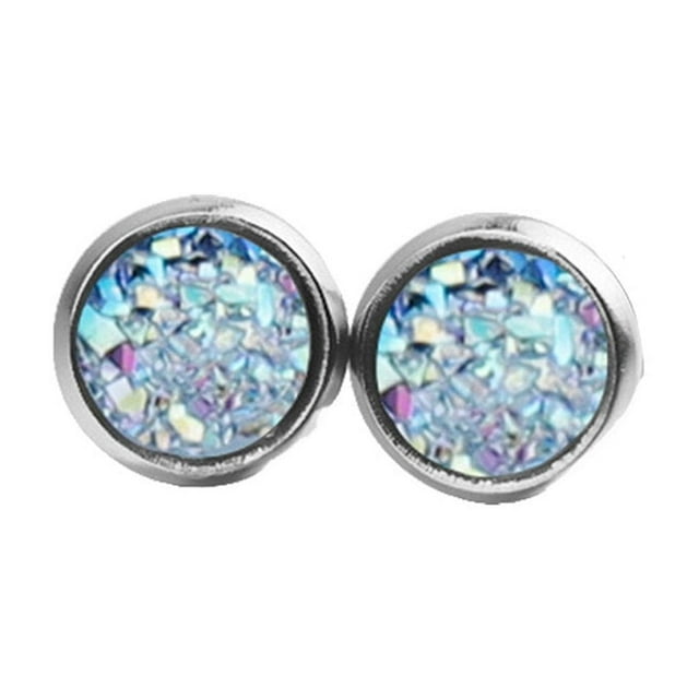 1 Pair Earrings Simple Fashionable Rhinestone Inlay Eye-catching Eardrops Fine Electroplating Ear Studs Gorgeous Gift Girls Birthday Party Sky Blue