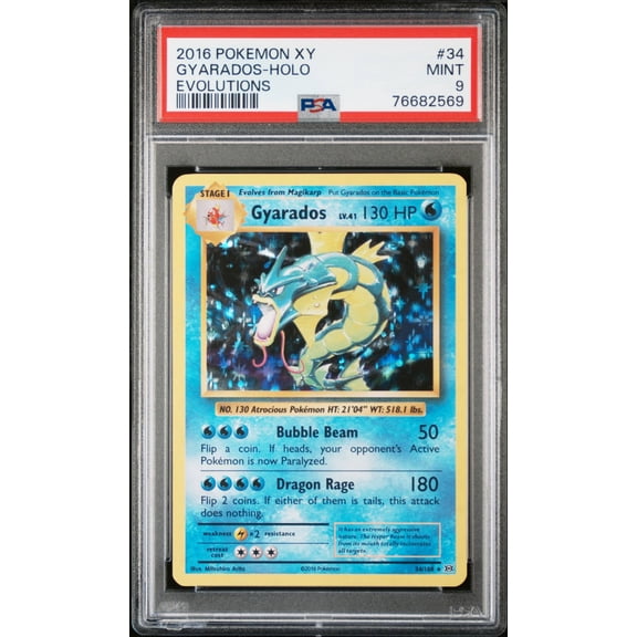 Graded 2016 Pokemon XY Evolutions Gyarados Holo PSA 9 #34 Trading Card