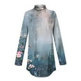 thumbnail image 5 of Sevevn Women's Fashion Printed Long Sleeve Printed Turtleneck Top T-shirt Blue XXL Clearance Sales Online Deals, 5 of 5