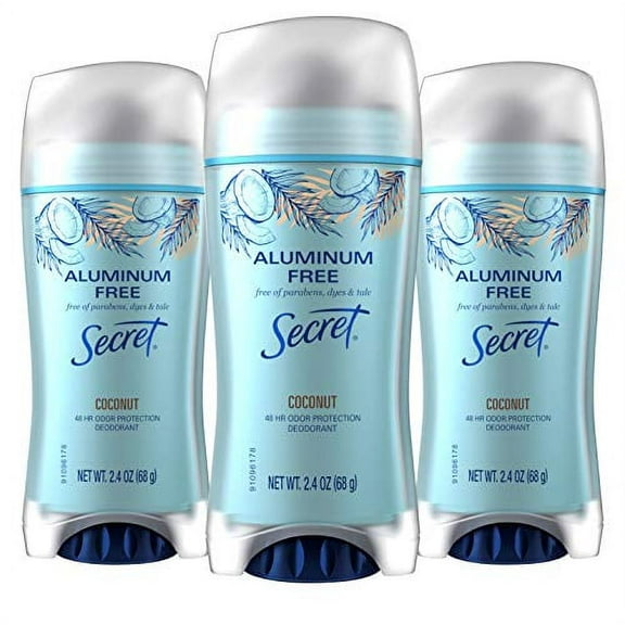Secret Aluminum Free Deodorant for Women, Coconut Scent - Pack of 3