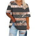 thumbnail image 2 of Fiudx Ofertas Flash Del Día Camiseta Deportiva de Verano de Gran Tamaño con Cuello En V y Manga Corta para Mujer, 2 of 4