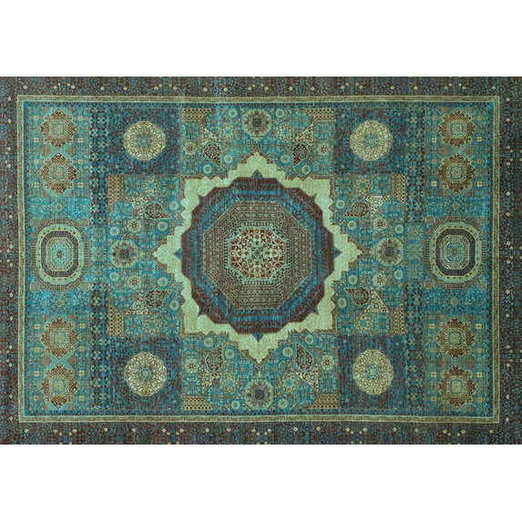 Ahgly Company Indoor Rectangle Oriental Light Blue Modern Area Rugs, 2' x 3'
