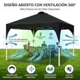 thumbnail image 4 of Carpa Plegable 3x3 m , Toldo Oxford 150D Impermeable Protección UPF50+ Anti Rayos UV, Mecanismo Bloqueo Central Armado Rápido Sin Herramientas-Para Jardín, Patio, Camping, Fiestas y Puestos De Feria, 4 of 9