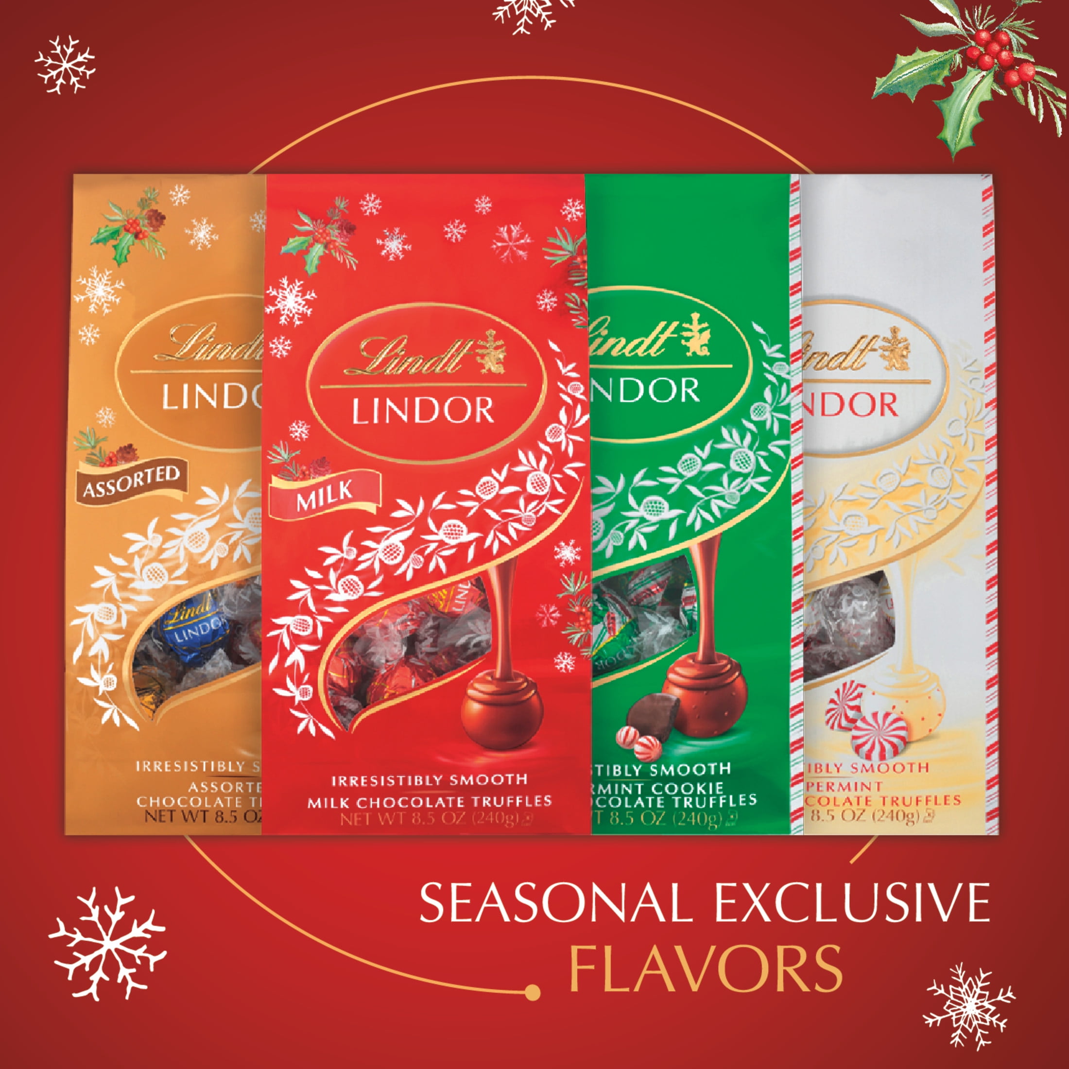 (2 pack) Lindt LINDOR Milk Chocolate Christmas Candy Truffles, 8.5 oz. Bag