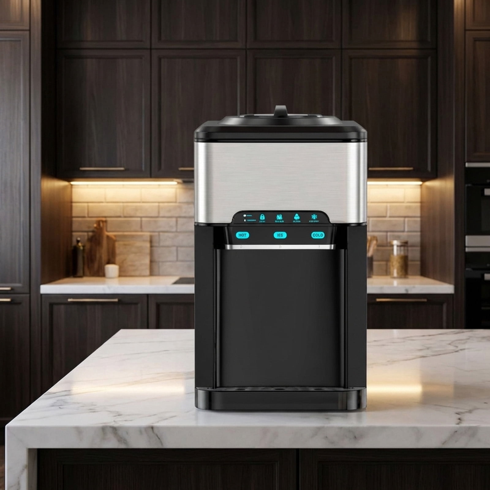 RUIE Water Cooler Dispenser,3-in-1 Water Dispenser with Built-In Ice Maker and 40 Lbs/Day Production,Hot and Cold Water,Child Lock,Water Cooler for Home Office Kitchen