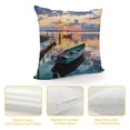 thumbnail image 4 of Fenyluxe Sunset Boats Dock Pillow Covers for Couch Sofa Indoor Outdoor Square Design Soft and Durable 1PC 20x20in, 4 of 5