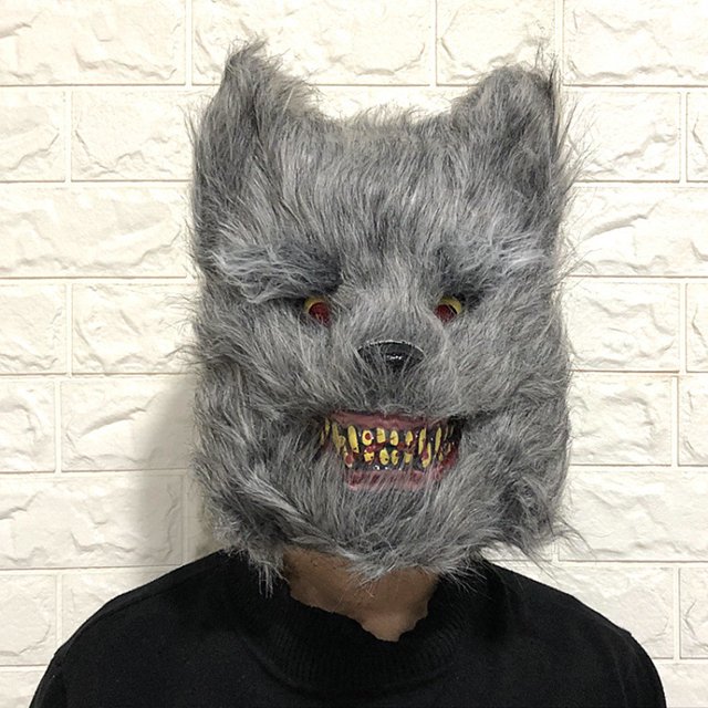 Juguete Disfraz de máscara de lobo aterrador de Halloween para adultos, accesorios de decoración para fiestas AMMAO MXZZ23418A3871
