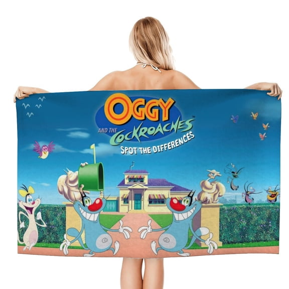 oggy and the cockroaches Gifts Beach Towel for Women Girl Birthday Inspired Fan Bath Outdoor Music Lover