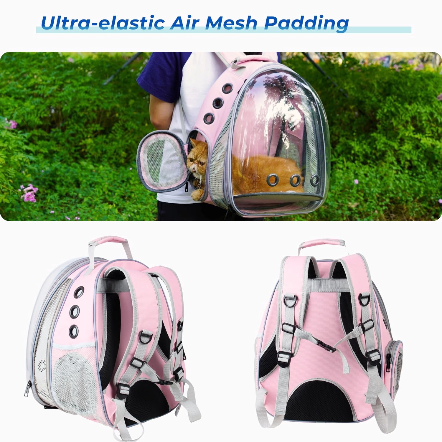 Lollimeow Cat Carrier Backpack with Panoramic Bubble Window, Supports 16 lbs Pets