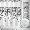 thumbnail image 2 of No Hook Shower Curtain, Grey Eucalyptus Shower Curtains for Bathroom with See Through Top Window, Watercolor Spring Weeping Botanical Waterproof & Washable Bath Curtain 66"x72", 2 of 9