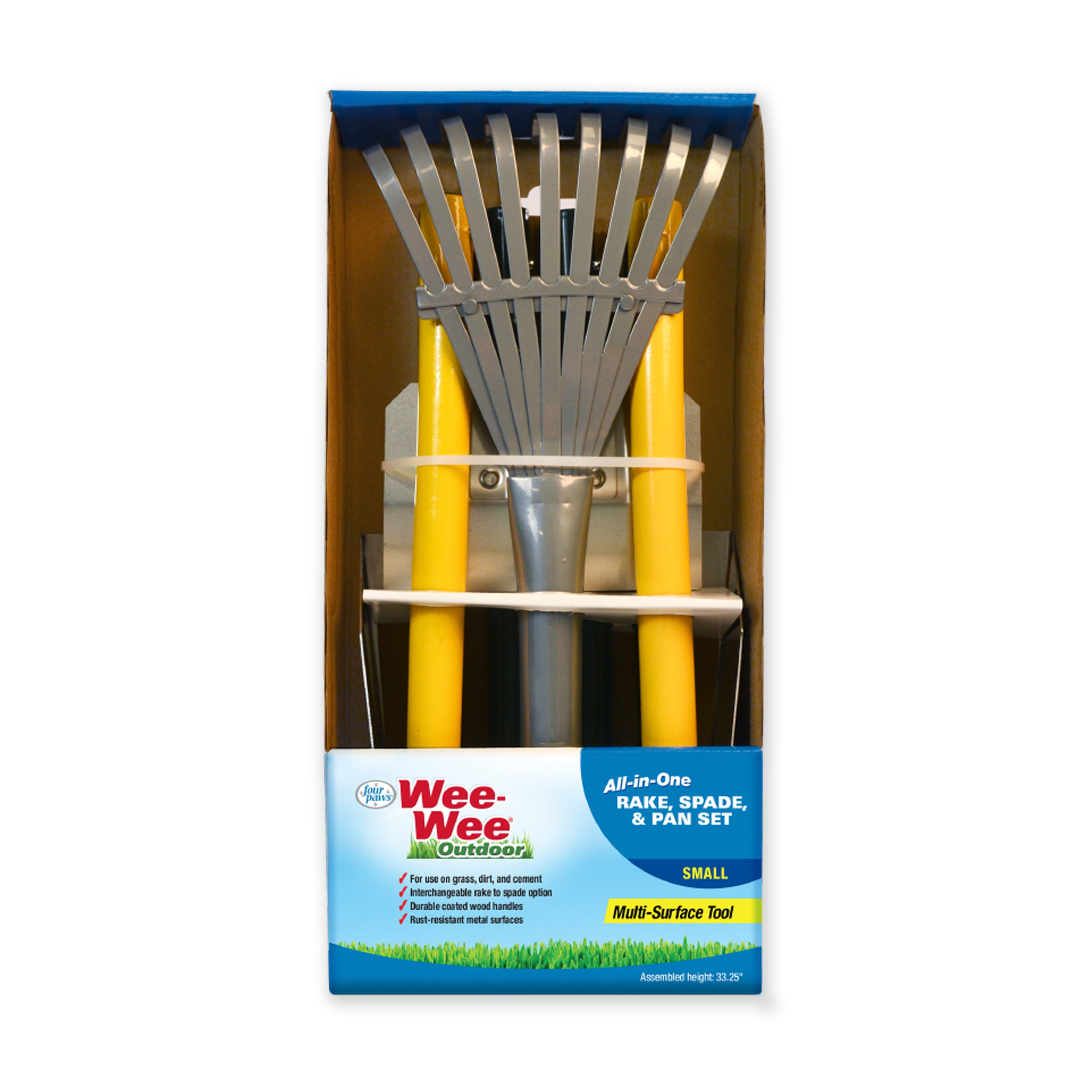 Four Paws WeeWee Dog Poop Rake, Spade & Pan, Black Metal & Wood Pooper