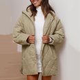 thumbnail image 4 of HAiming Women's Winter Cotton Jacket Long Sleeved Button down Hooded Coat Thicken Warm Casual Outerwear with Pocket, 4 of 6