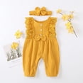 thumbnail image 2 of Gubotare Girls Jumpsuits Girls Sleeveless Cami Romper Cute Wide Leg Jumpsuit for Toddler 0 3 6 9 12 18 24 Months (Yellow,12-18 Months), 2 of 7