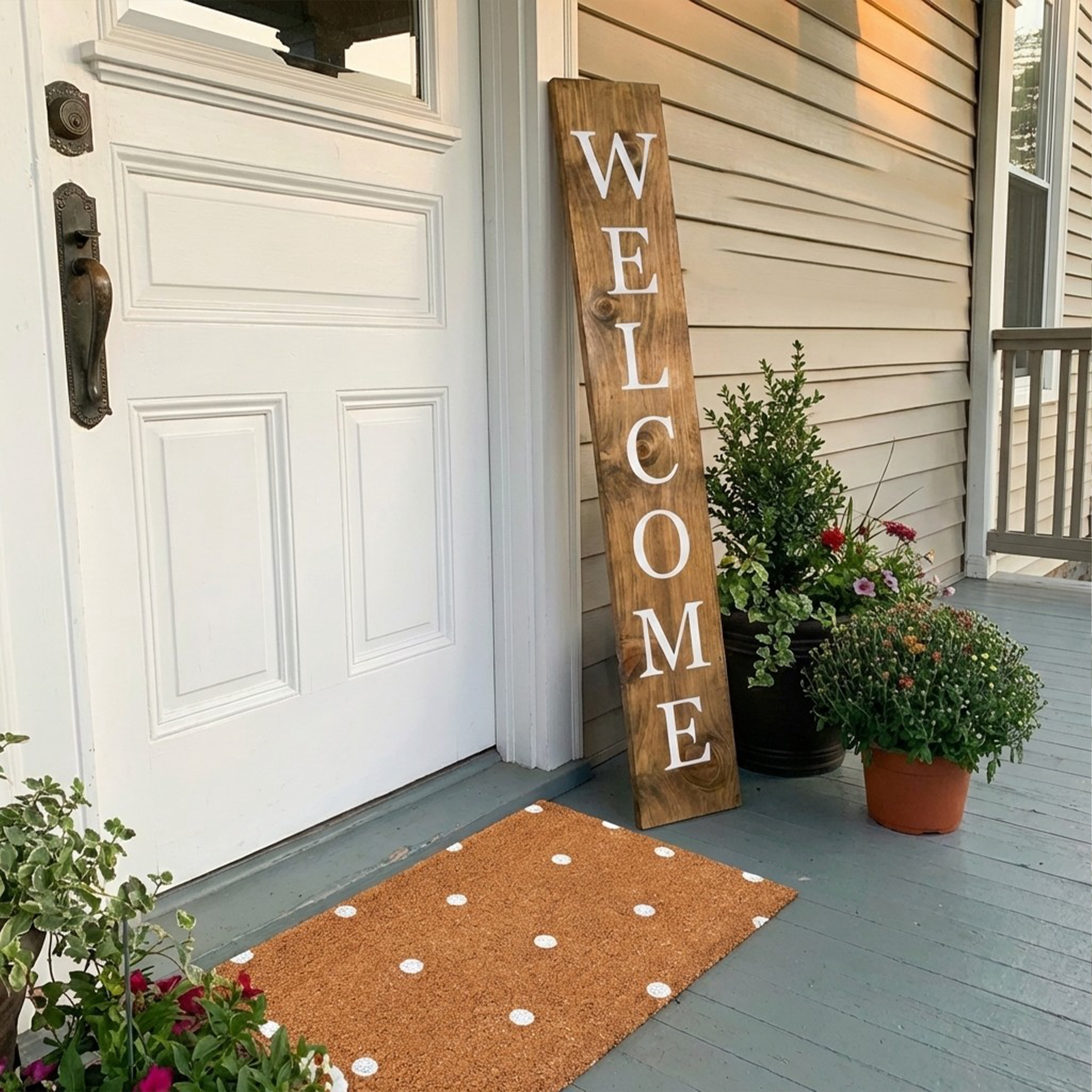 Calloway Mills 118065907 White Welcome Porch Leaner, 59" x 07"