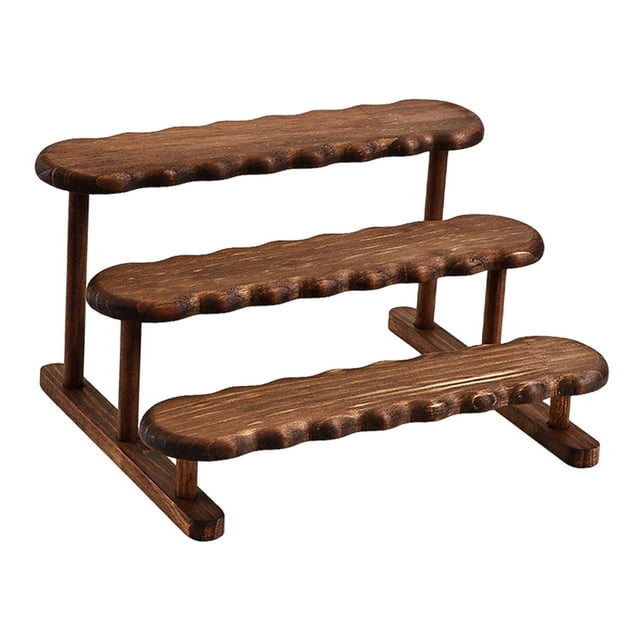 Expositor de figuras de madera, estante multiusos para postres y joyas. 3 niveles