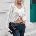 thumbnail image 5 of Womens Fall Fashion 2022! QLEICOM Sweaters for Women, Women's Drawstring Hollow V-neck Sweater Women's Loose Autumn And Winter Long-sleeved Sweater New On Clearance, 5 of 8
