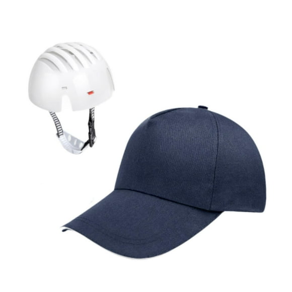 Gorra deportiva con inserto para la cabeza, gorra de béisbol ajustable, rígida para gimnasio, de construcción, fábricas, senderismo y talleres. Marina de