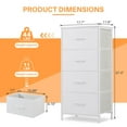 thumbnail image 3 of HKAH 4-Drawer Fabric Dresser with Wooden Top and Metal Frame, Storage Organizer Tower for Bedroom, Living Room, Hallway, Closet, Entryway – White, 3 of 6