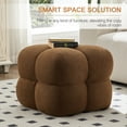 thumbnail image 2 of ONEVOG Square Boucle Pouf Ottoman, Modern Upholstered Tufted Foot Stool Coffee Table, Extra Seating for Living room Bedroom, Brown, 2 of 9