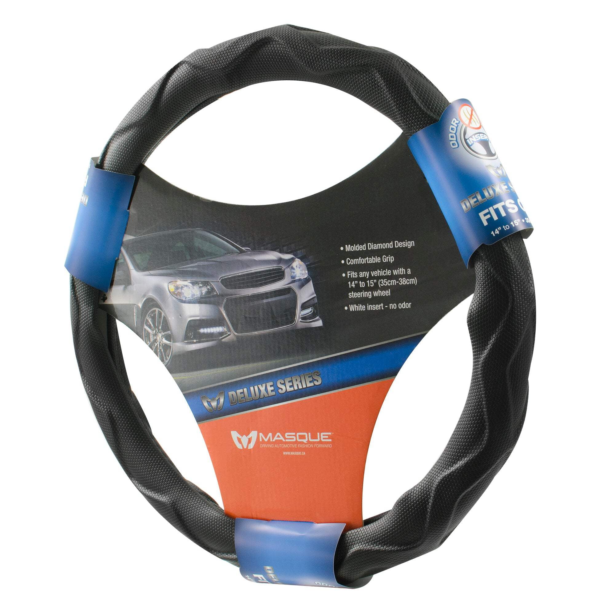 Alpena Black Diamond Mold Steering Wheel Cover – Fits 14" to 15" Car Steering Wheels, Non-Slip Grip, Soft Touch Comfort, Universal Fit for Cars  SUVs