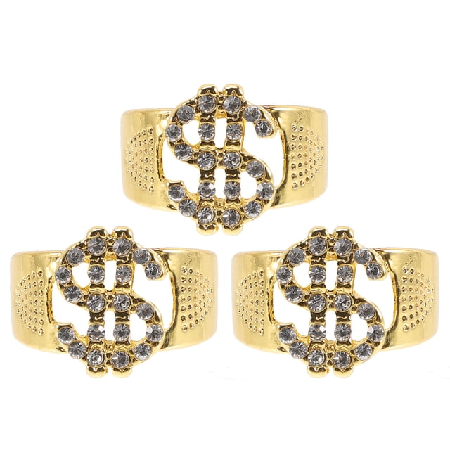 3Pcs Dollar Sign Ring Dollar Symbol Ring Money Symbol Ring Jewelry for Women Men