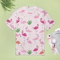 thumbnail image 4 of Flamingo Pattern Womens Tops Women's Fashion Casual Short Sleeve Flower Print Round Neck Pullover Top Blouse, 4 of 6