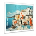 Designart "Santorini Greek Island Impression II" Cityscapes Framed Wall