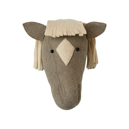 Creative Co-Op Handmade Wool Felt Horse Head Wall Hanging, Brown and Cream