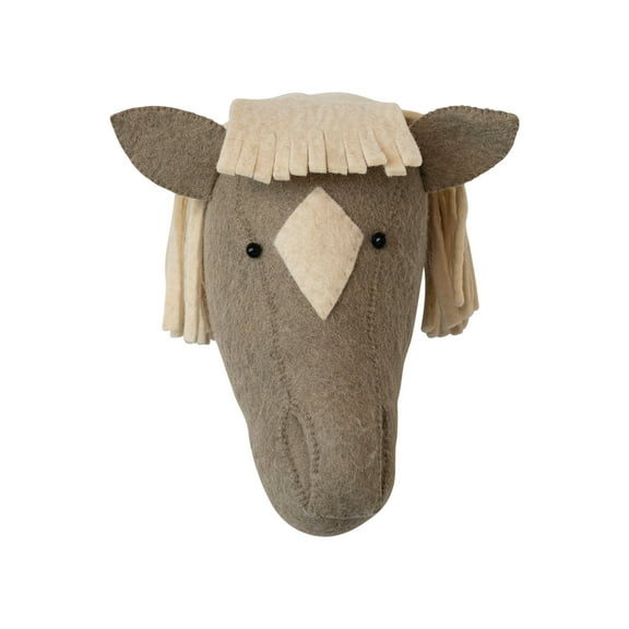 Creative Co-Op Handmade Wool Felt Horse Head Wall Hanging, Brown and Cream