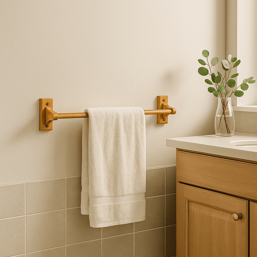 Dalton 24-Inch Wall-Mounted Towel Bar for Bathroom, Honey Oak Wood, Sturdy and Easy to Install – Design House, 561175